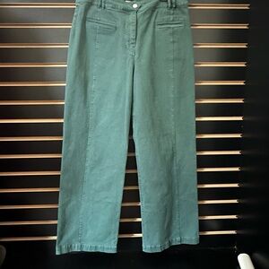 Anthropologie Maeve Forest Green High-Rise wide leg denim pants